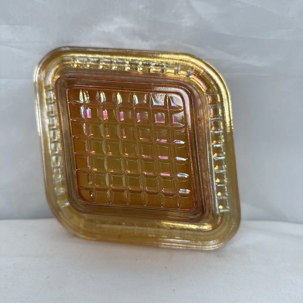 Marigold/Orange Imperial Iridescent‎ Glass Diamond Shape Dish